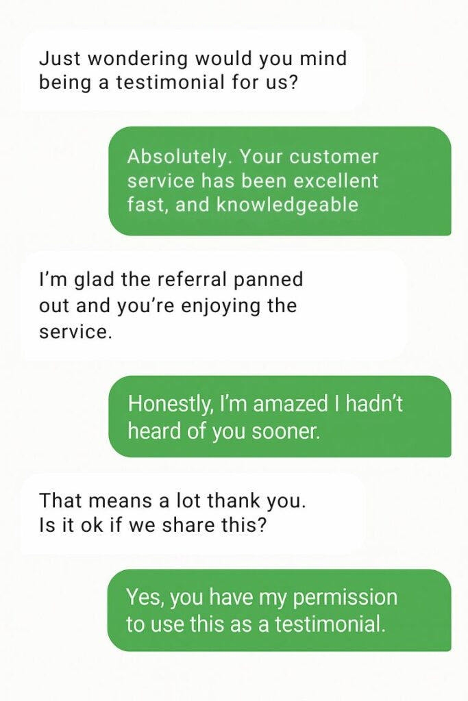 Text conversation with a merchant client