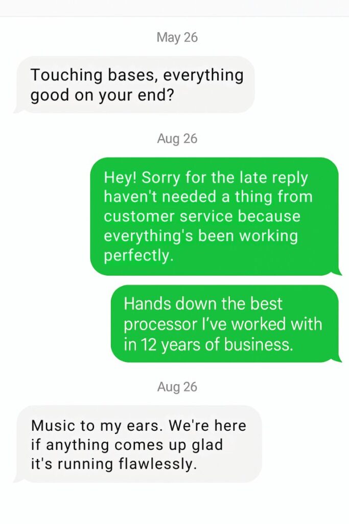 Text conversation with a merchant client