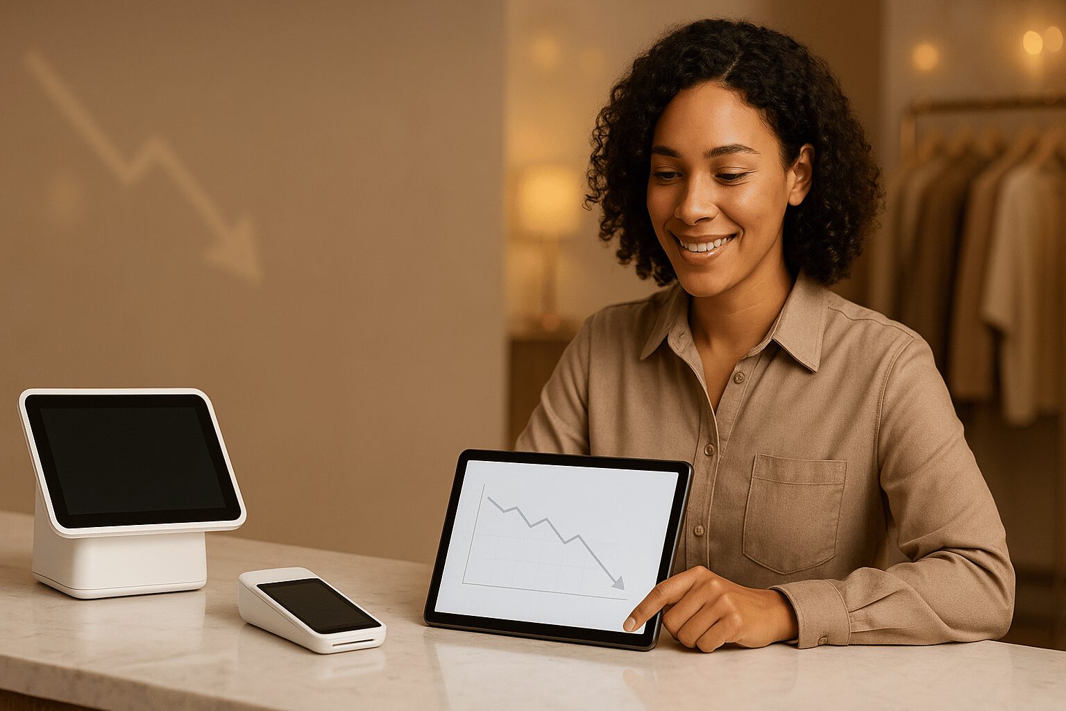 Illustration of retail merchant saving money by switching from Square